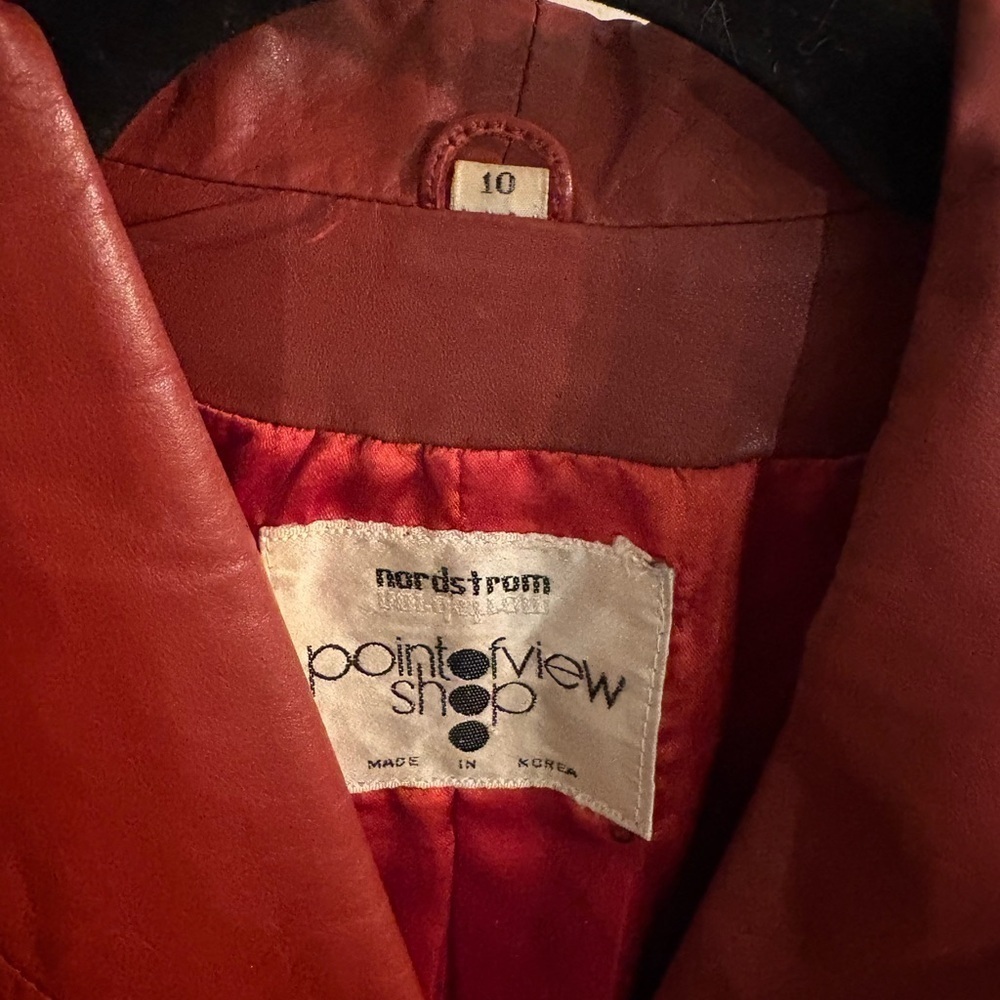 Nordstrom VINTAGE  | GENUINE Leather Short trench Style Jkt Burnt Orange SZ 10 - Picture 3 of 15